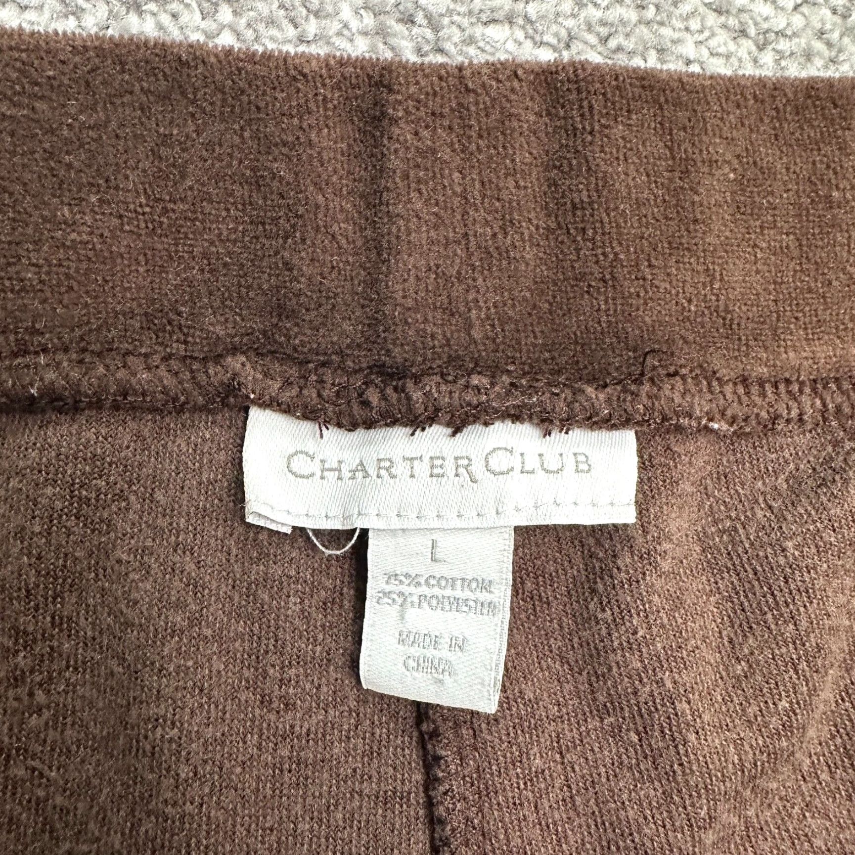 Charter Club Charter Club Sweatpants Velour Wide Leg Womens Large Brown 36x28 Pull On Casual Size 36" / US 14 / IT 50 - 4 Thumbnail