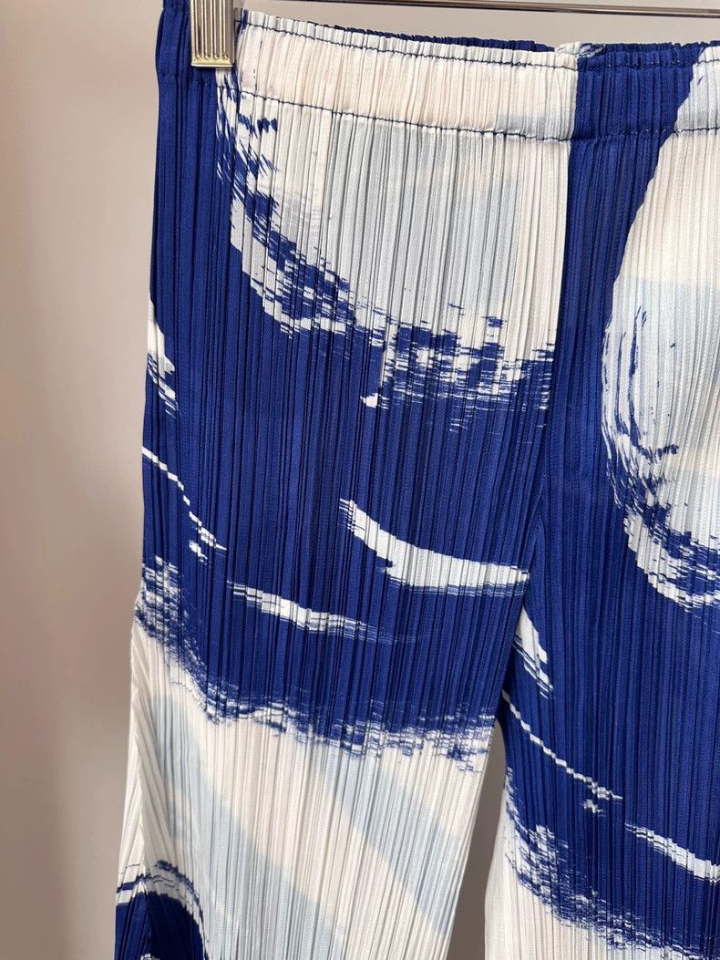 Issey Miyake Issey Miyake size:2 Blue white cloud pleated long pants Size 32" / US 10 / IT 46 - 5 Thumbnail