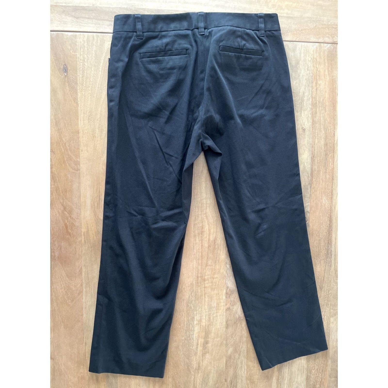Lord & Taylor LORD & TAYLOR Ankle Straight Chino Pants Womens 8 Black 31x26 Straight Front Twill Knit, 90s Preppy Office Workwear Pants Womens Size 24" / US 00 / IT 34 - 2 Thumbnail