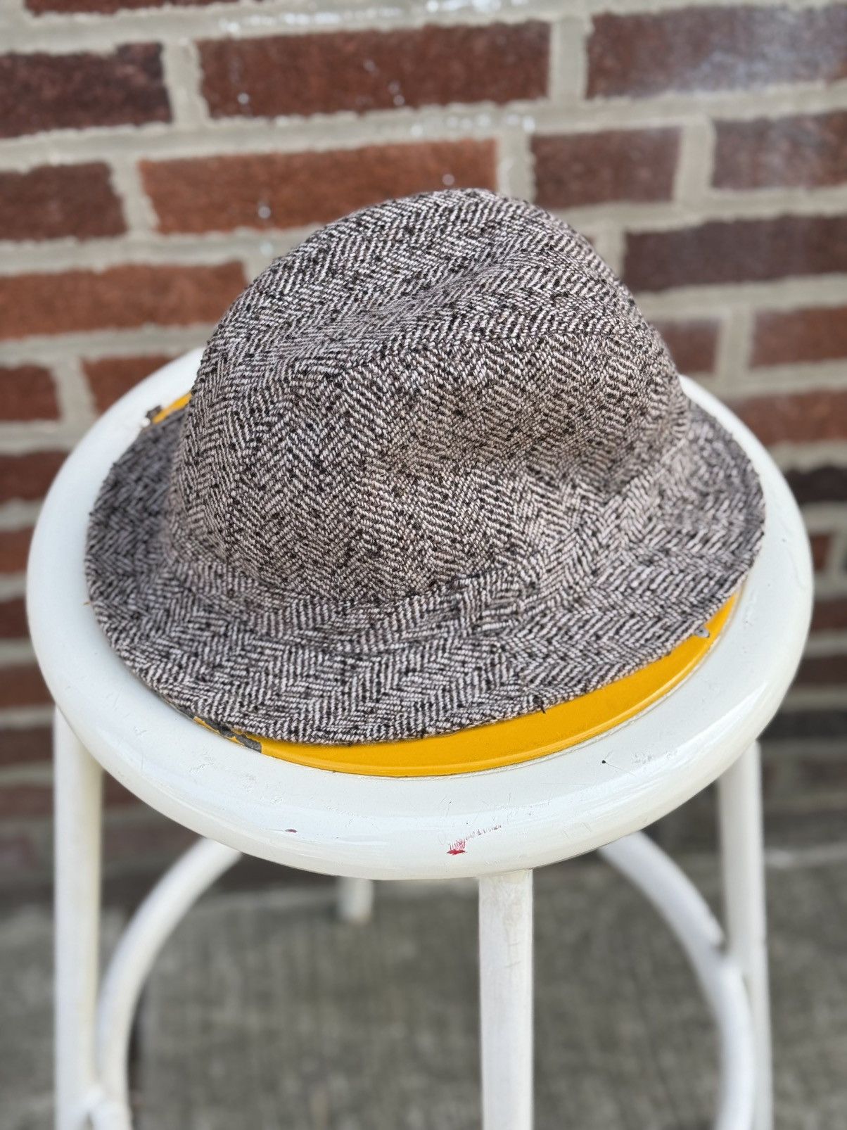 Vintage Vintage Herringbone Tweed Bucket Hat – Classic Wool Size ONE SIZE - 1 Thumbnail