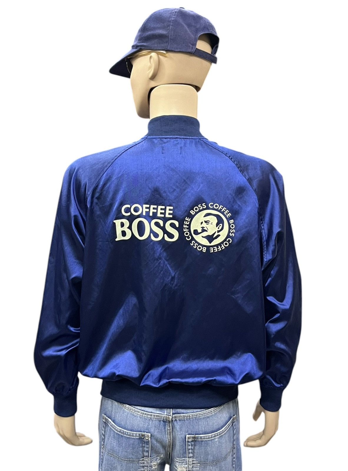 Tribal Streetwear Vintage Suntory BOSS Satin Bomber Jacket Blue M Size US M / EU 48-50 / 2 - 1 Thumbnail