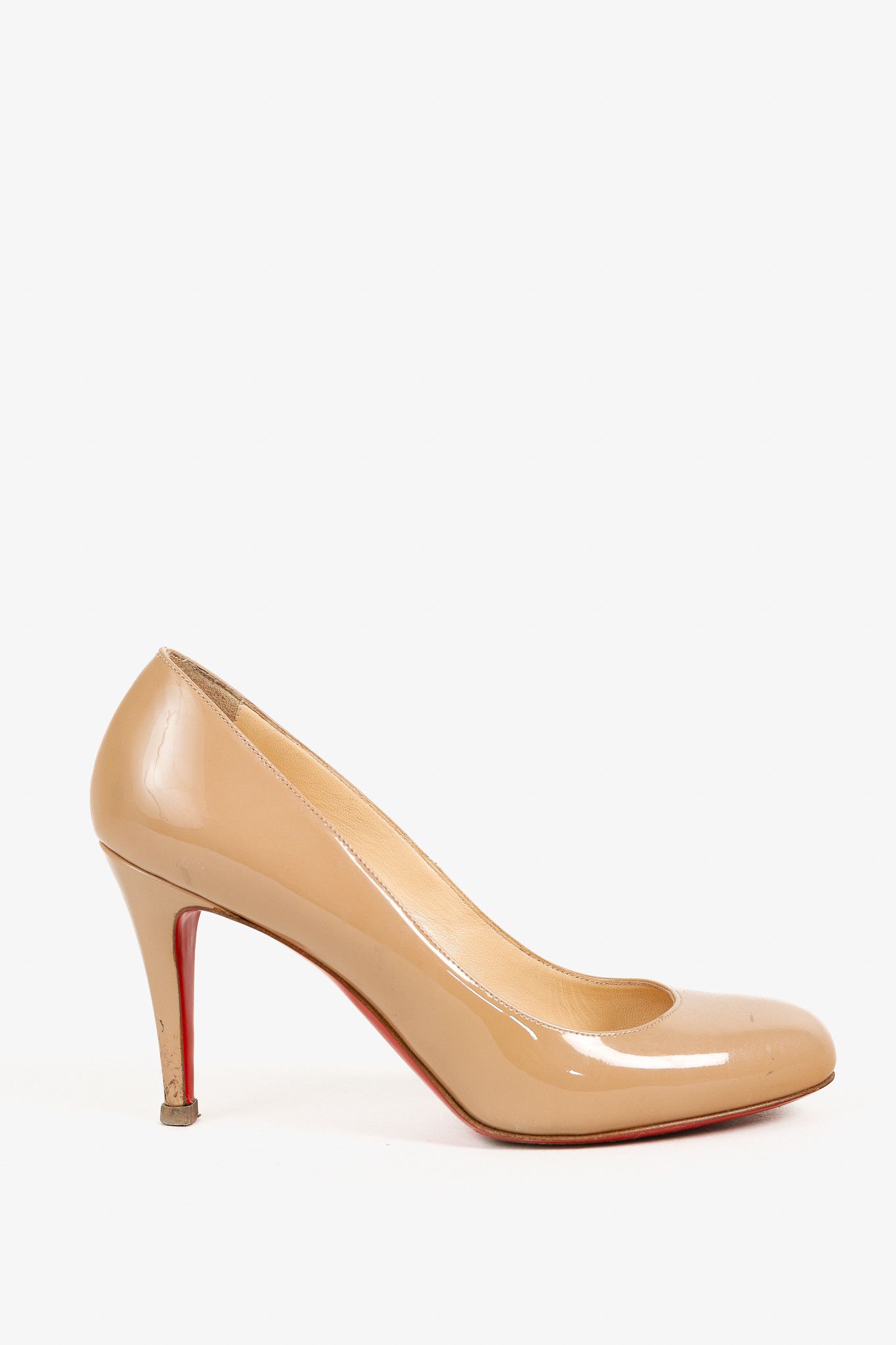 Christian Louboutin Christian Louboutin Pumppie 85 Beige Patent Leather Pumps Size US 7.5 / IT 37.5 - 1 Thumbnail