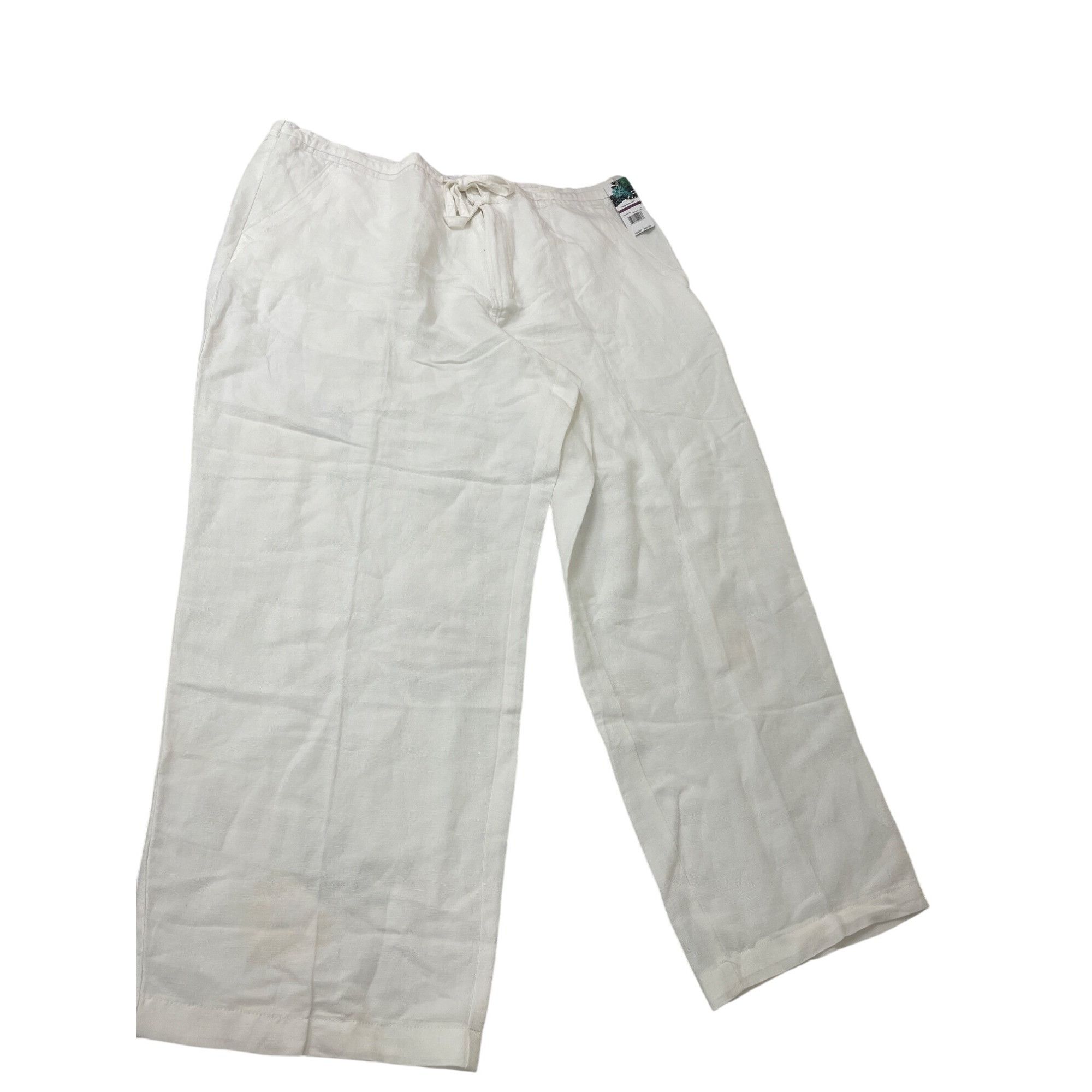 Cubavera Cubavera Womens white linen Blend Drawstring Wide Leg Pants Size 24" / US 00 / IT 34 - 1 Thumbnail