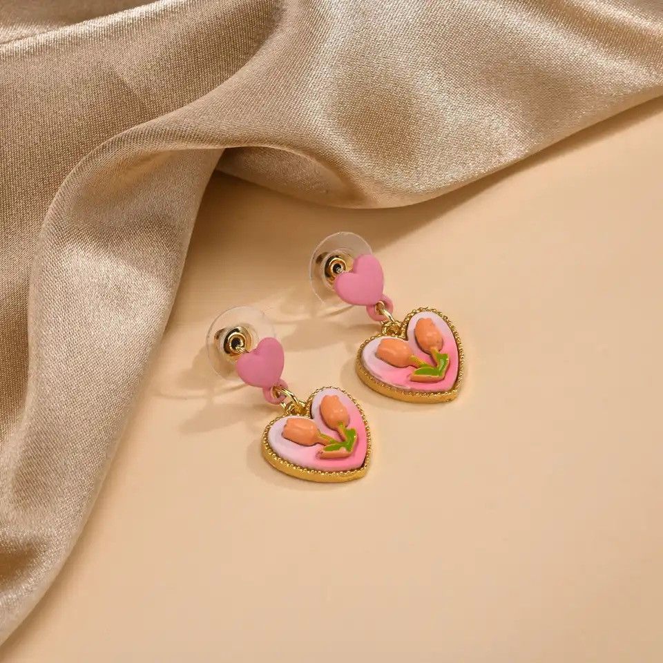 Other Cute Pink Tulip Flower Earrings Size ONE SIZE - 1 Thumbnail