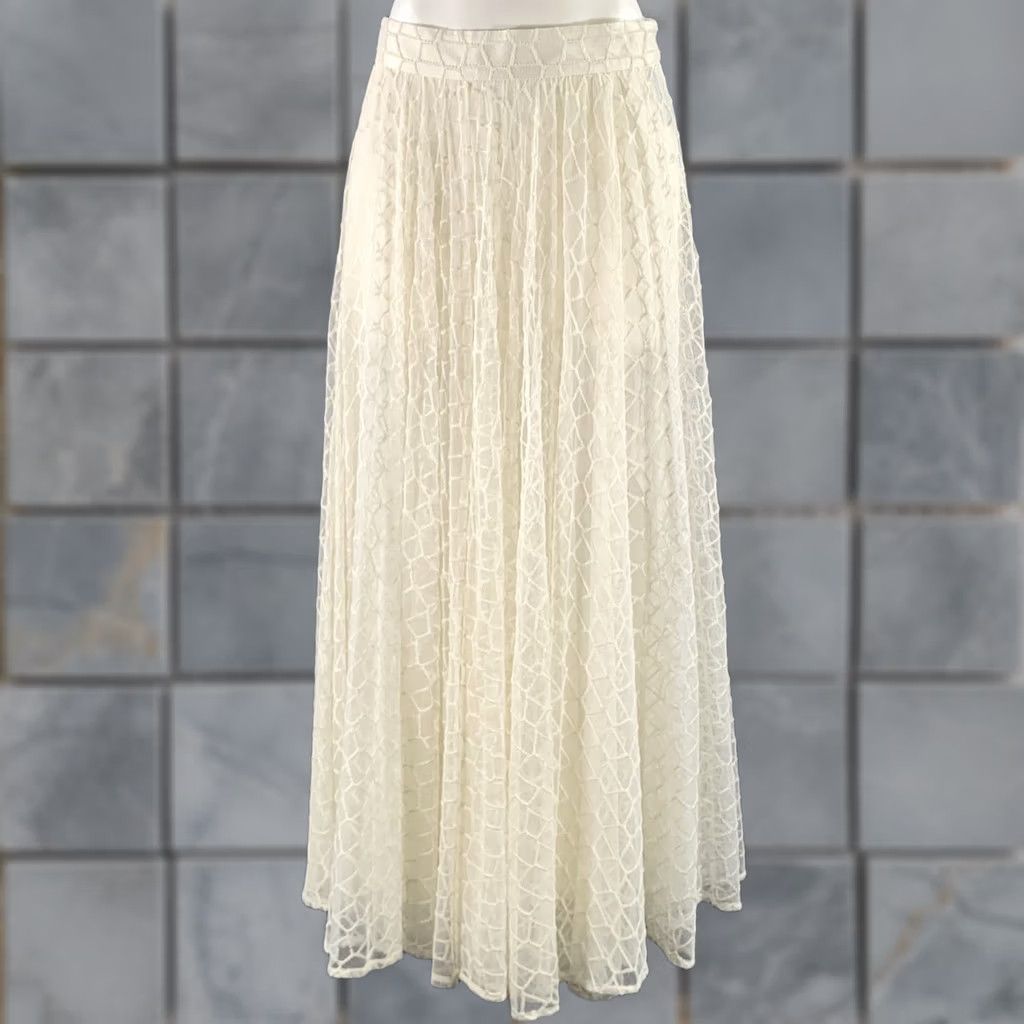 Akris AKRIS Maxi Skirt Cream Ivory Polyamid Wool Blend Lace Size 12 Womens Size 34" / US 12 / IT 48 - 1 Thumbnail