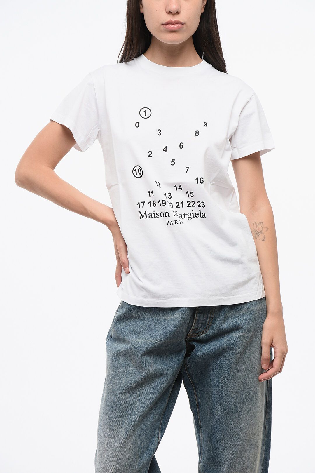 Maison Margiela og1mm0825 Cotton Crewneck T-Shirt in White Size M / US 6-8 / IT 42-44 - 1 Thumbnail