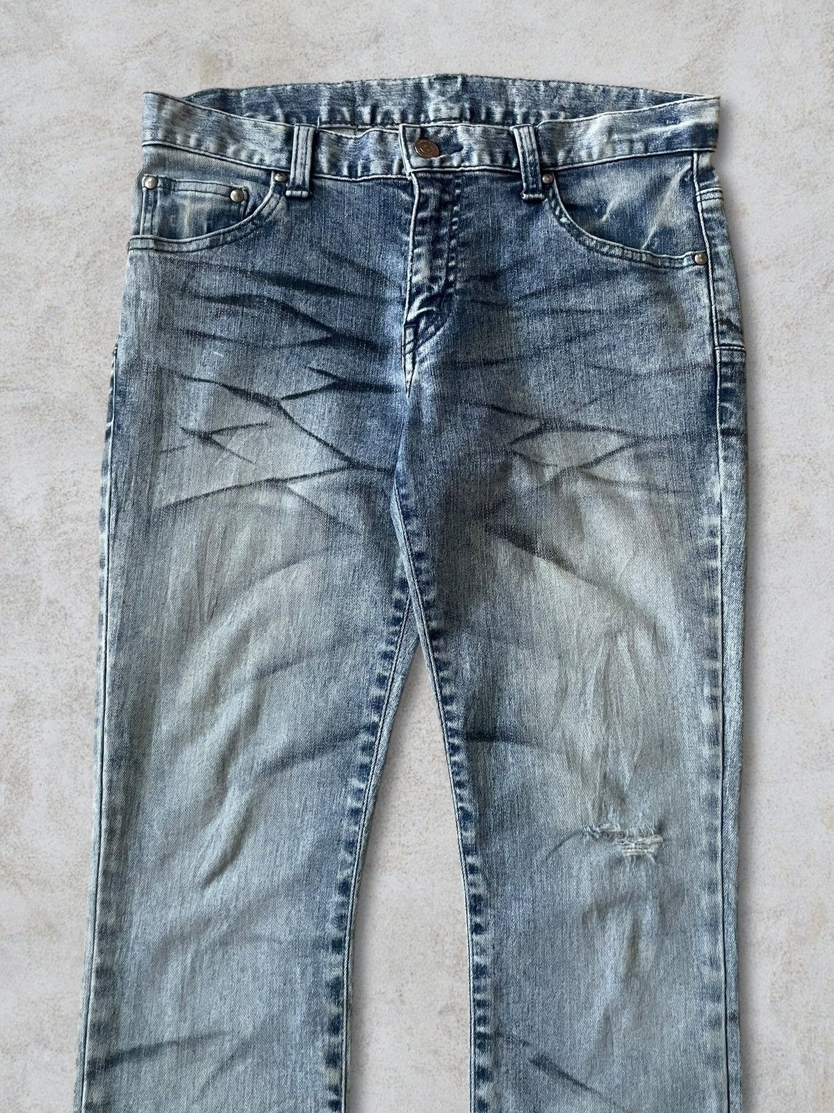 Tornado Mart Tornado Mart Sick FadeWash Black Whiskered Ripped Slim Jeans Size 30" / US 8 / IT 44 - 2 Thumbnail