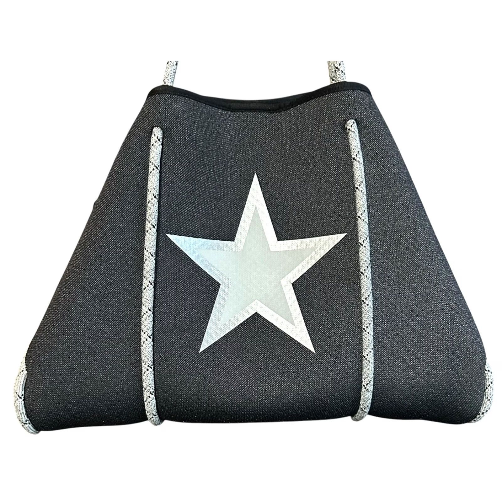 Vintage Haute Shore Large Neoprene Gray Star Tote Shoulder Hand Bag Women’s Purse Mens? Size ONE SIZE - 2 Thumbnail