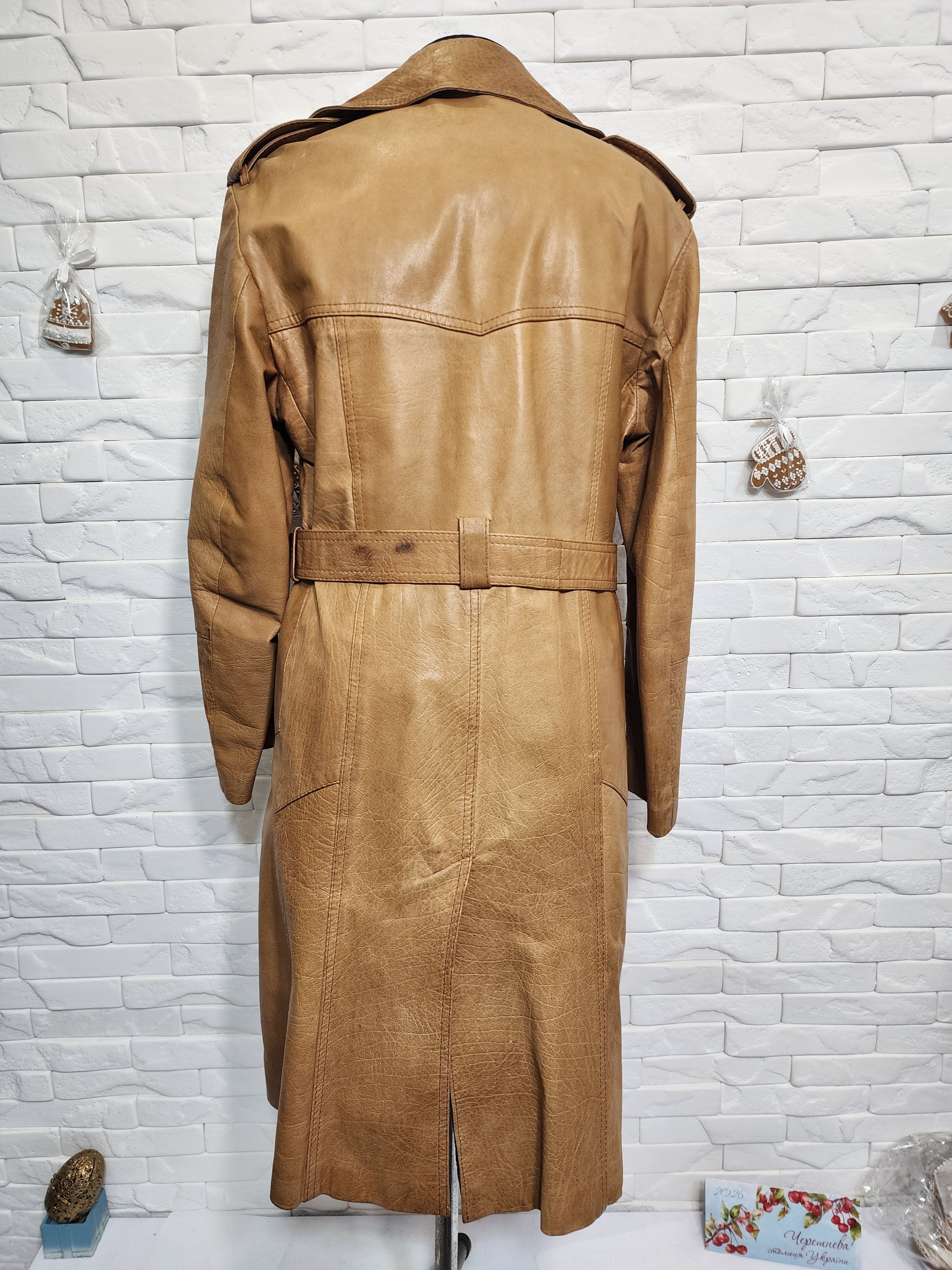 Genuine Leather Brown Genuine Leather Men's Coat with Belt Size US L / EU 52-54 / 3 - 6 Thumbnail