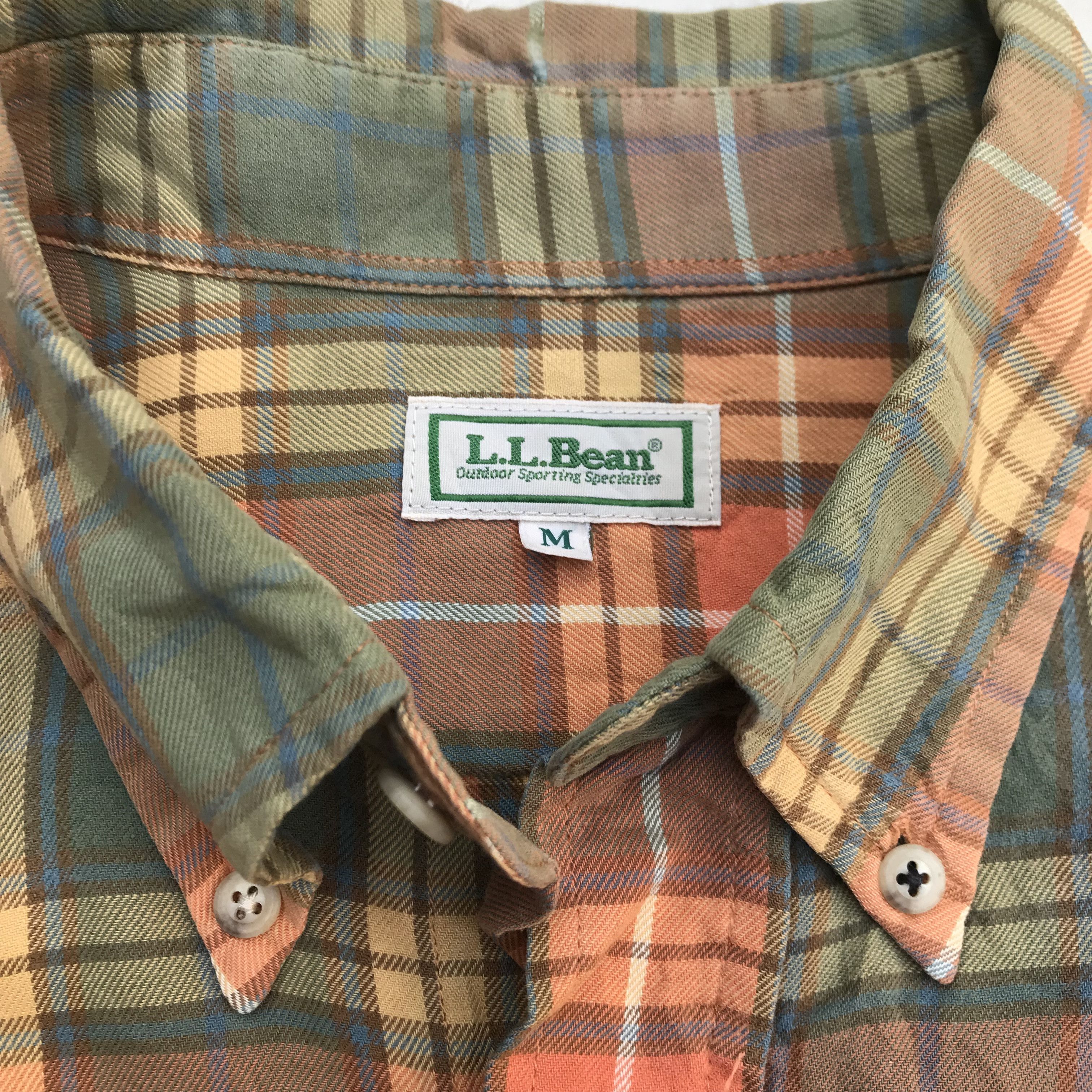 L.L. Bean Vintage LL Bean Summer Shirt Green orange long sleeves butt Size US M / EU 48-50 / 2 - 12 Thumbnail