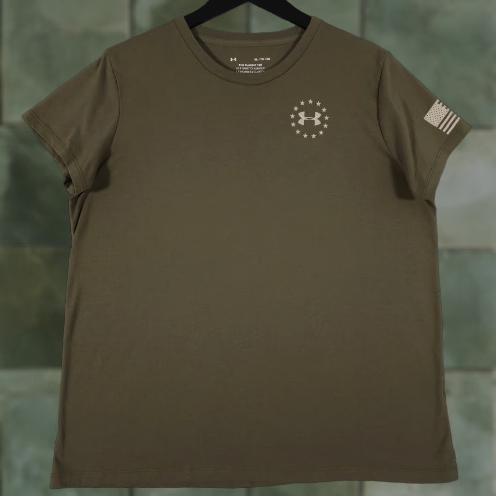 Under Armour Under Armour Shirt Women XL Green Freedom American Flag The Classic Tee Military Womens XL Green Flag Shirt Size XL / US 12-14 / IT 48-50 - 1 Thumbnail