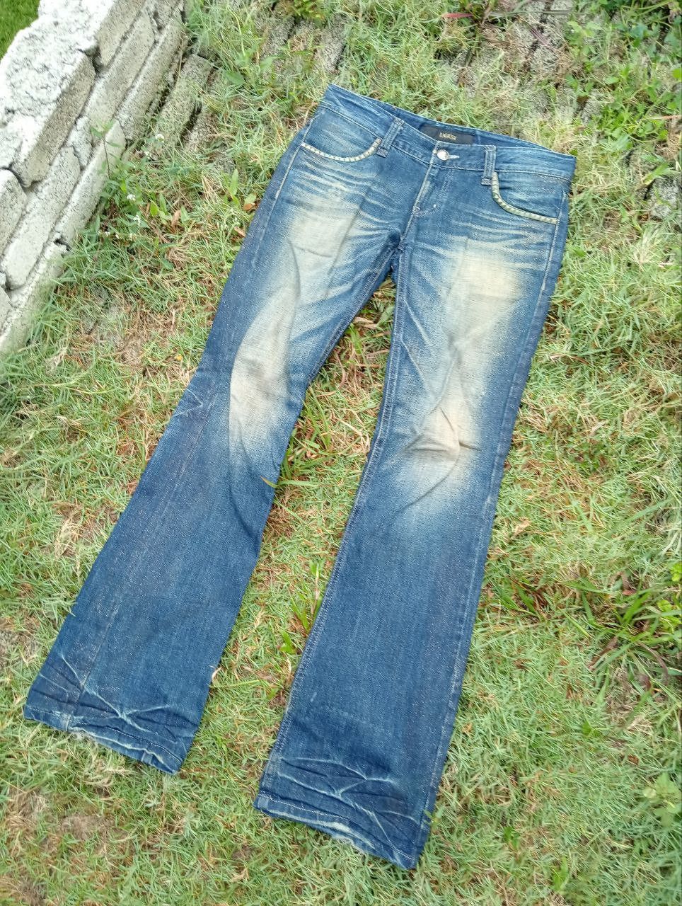 If Six Was Nine Vintage Lagust Flare Studded Distressed Jeans Size US 34 / EU 50 - 8 Thumbnail