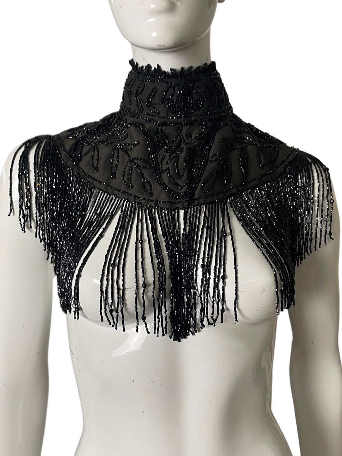 image of Victorian Beaded Collar Antique in Black, Women's