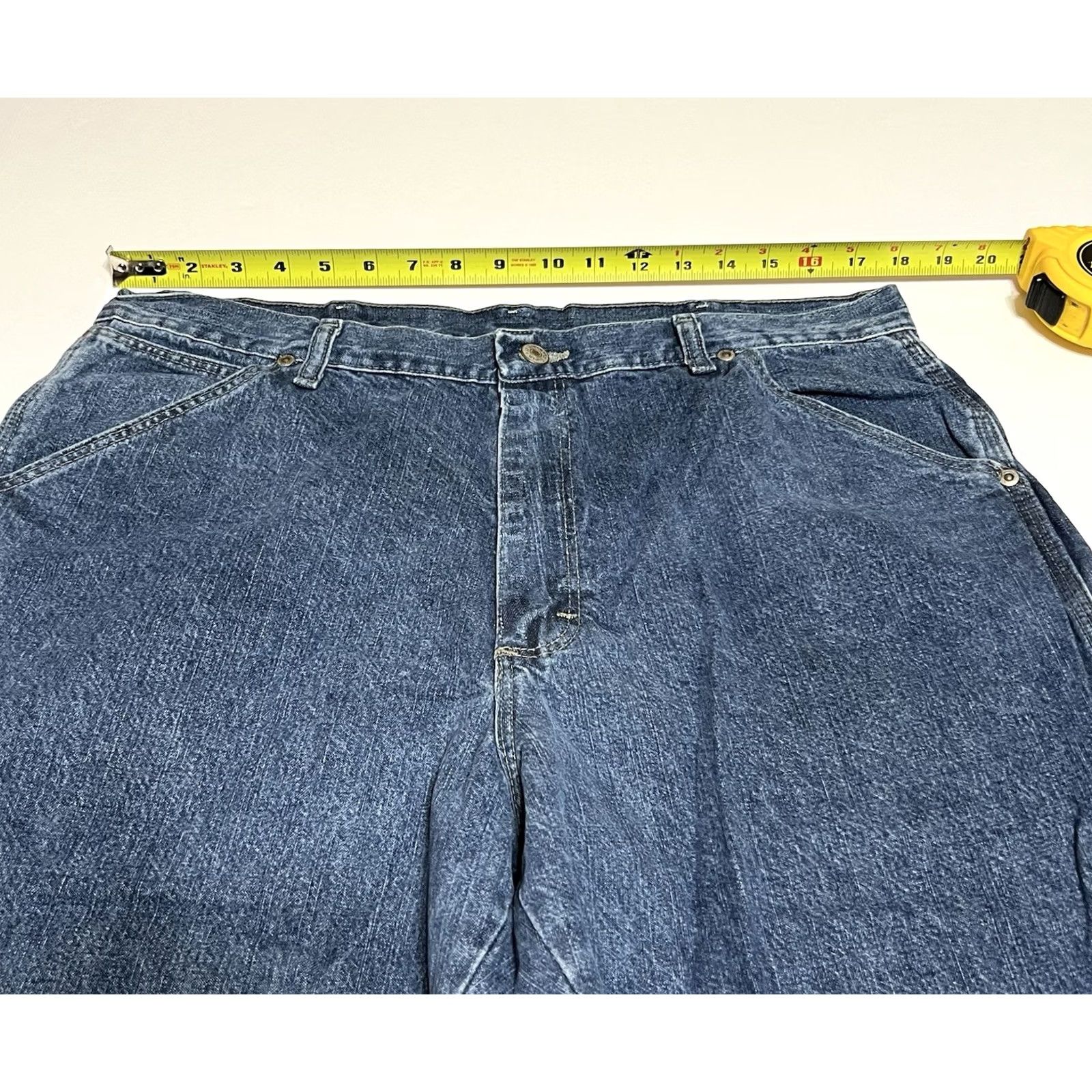 Vintage WRG Jean Co Wrangler Blue Carpenter Jeans Mens 36x30 Workwear Denim Pocket Tool Loop Hammer Loop Zipper Pocket Size US 36 / EU 52 - 3 Thumbnail