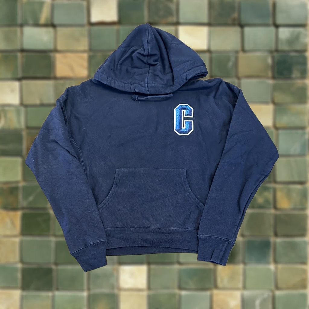 Champion Champion Reverse Weave Hoodie Sweatshirt Navy Blue Logo Medium Unisex Adults Size US M / EU 48-50 / 2 - 1 Thumbnail
