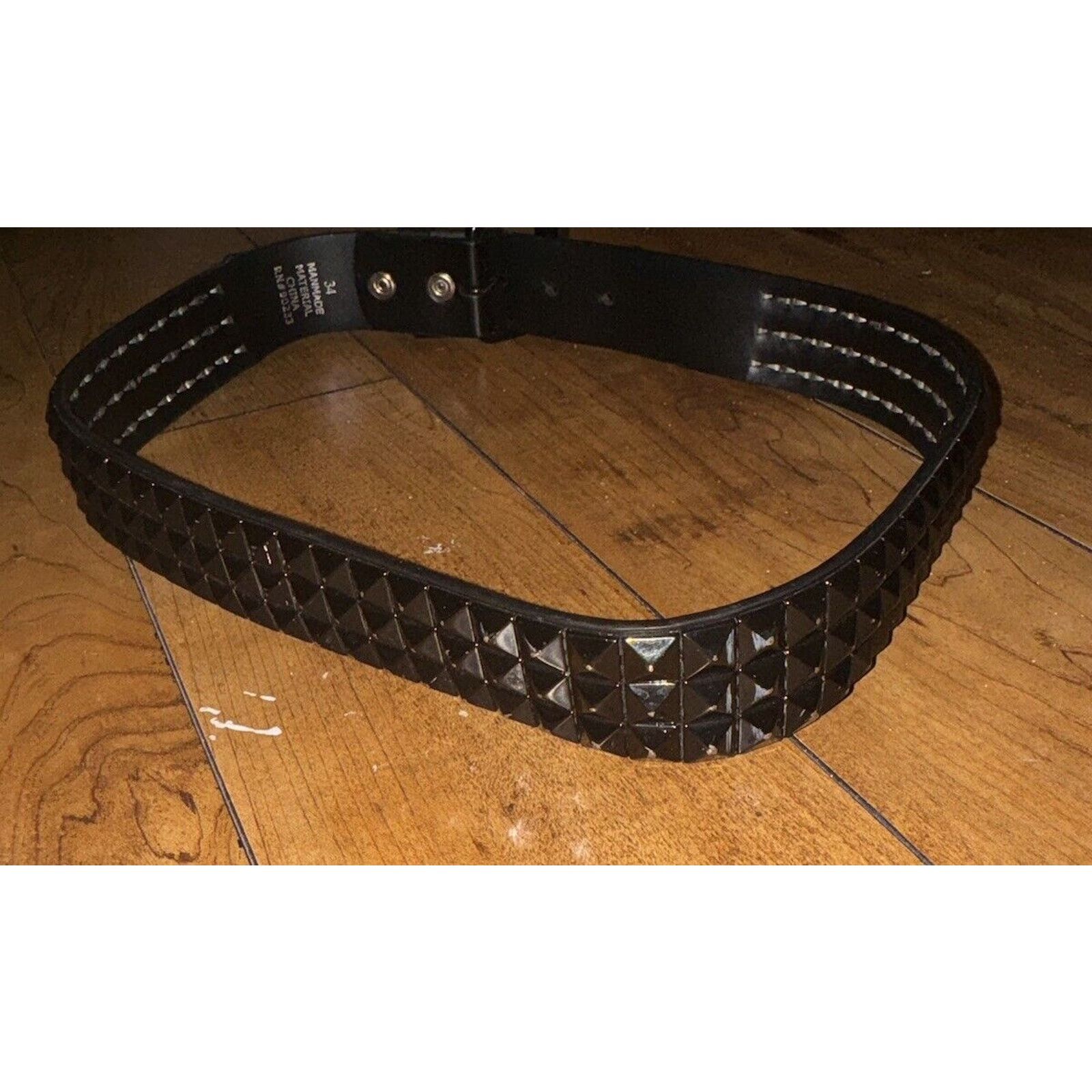 Japanese Brand × Vintage Black Studded Belt Size 34 Mens Y2K Size 34 - 2 Thumbnail