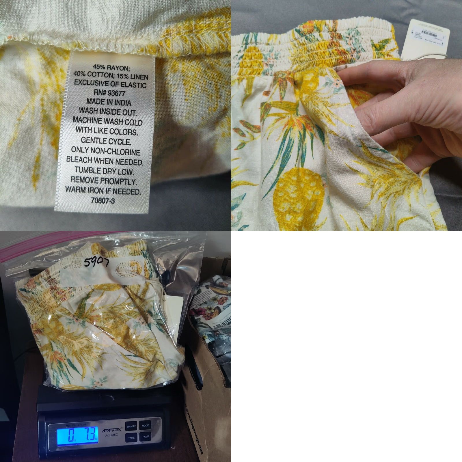 Vintage ANA Women 2XL Allover Pineapple Print Rayon Linen Blend Pull-On Shorts NEW Size 40" / US 18 - 8 Thumbnail