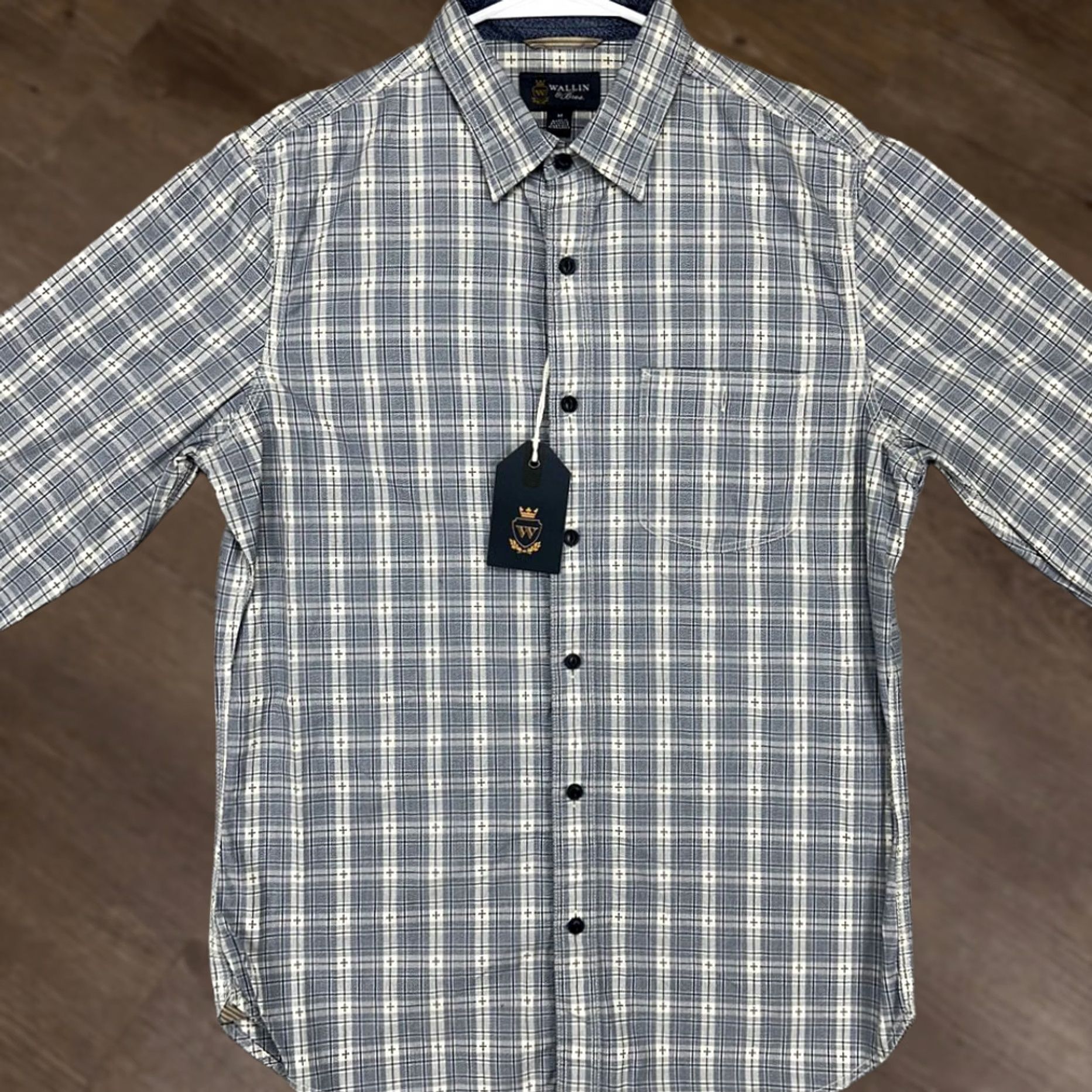 Vintage VINTAGE Wallin Bros Button Up Shirt Mens Medium Blue Cream Plaid Long Sleeve Pocket NEW Size US M / EU 48-50 / 2 - 1 Thumbnail