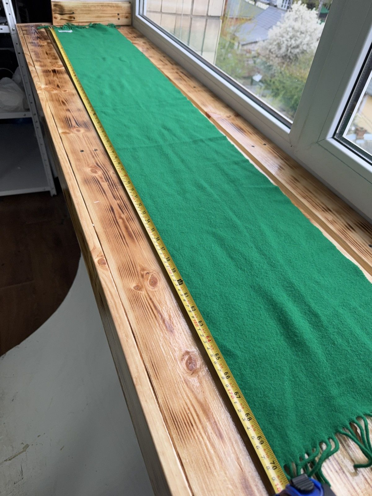 Vintage 90s Luxury Vintage Italian Wool Scarf Green Minimal Luxury Size ONE SIZE - 8 Thumbnail