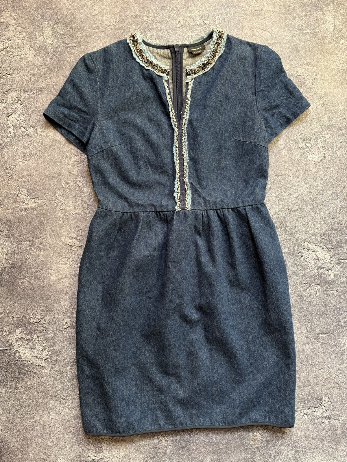 Miss Sixty Crazy 00s Miss Sixty Y2K Distressed Rhinestones Denim Dress Size L / US 10 / IT 46 - 2 Thumbnail