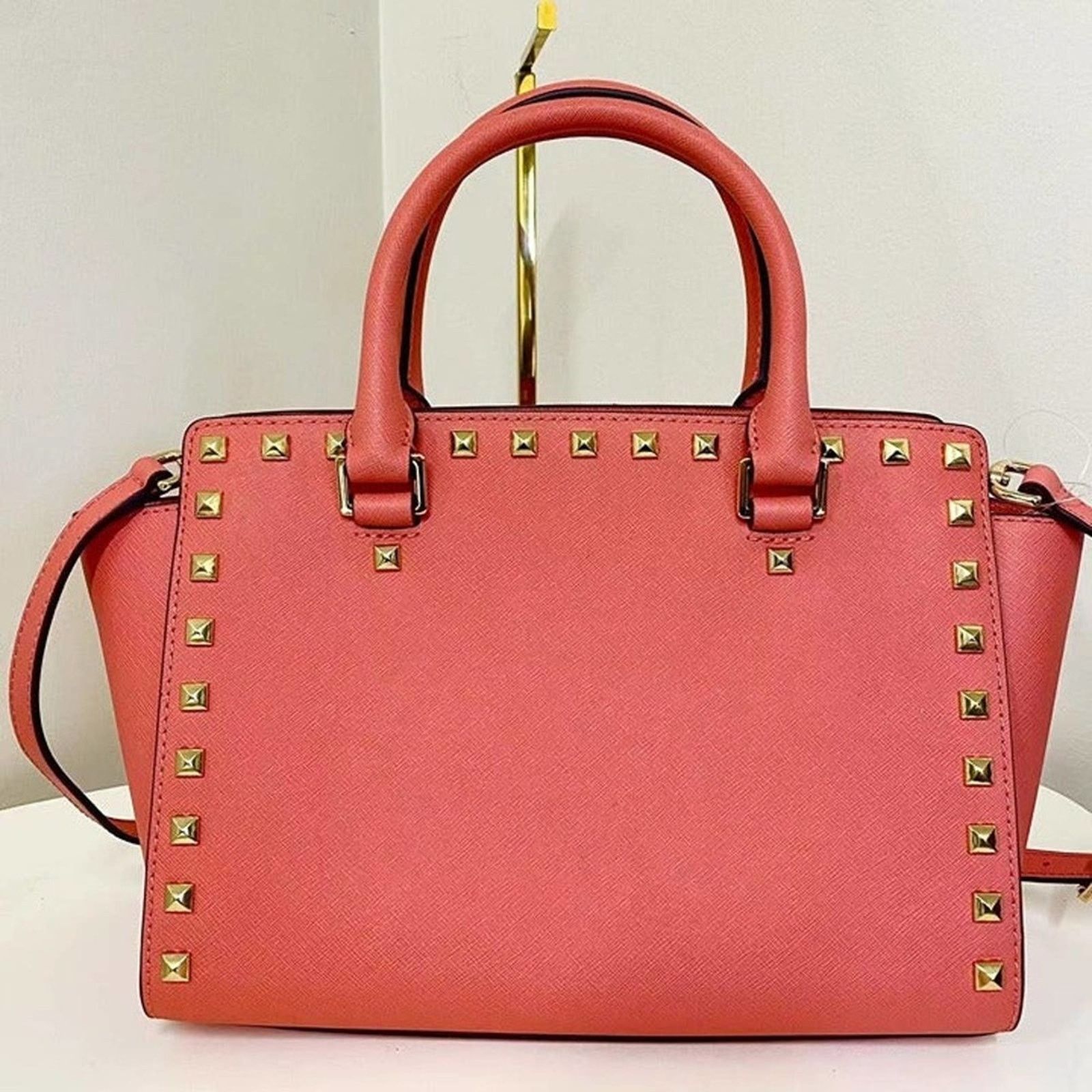 Michael Kors Michael Kors 30T3GSMS2L Selma Studded Medium In PNKGRAPFRUIT Size ONE SIZE - 3 Thumbnail
