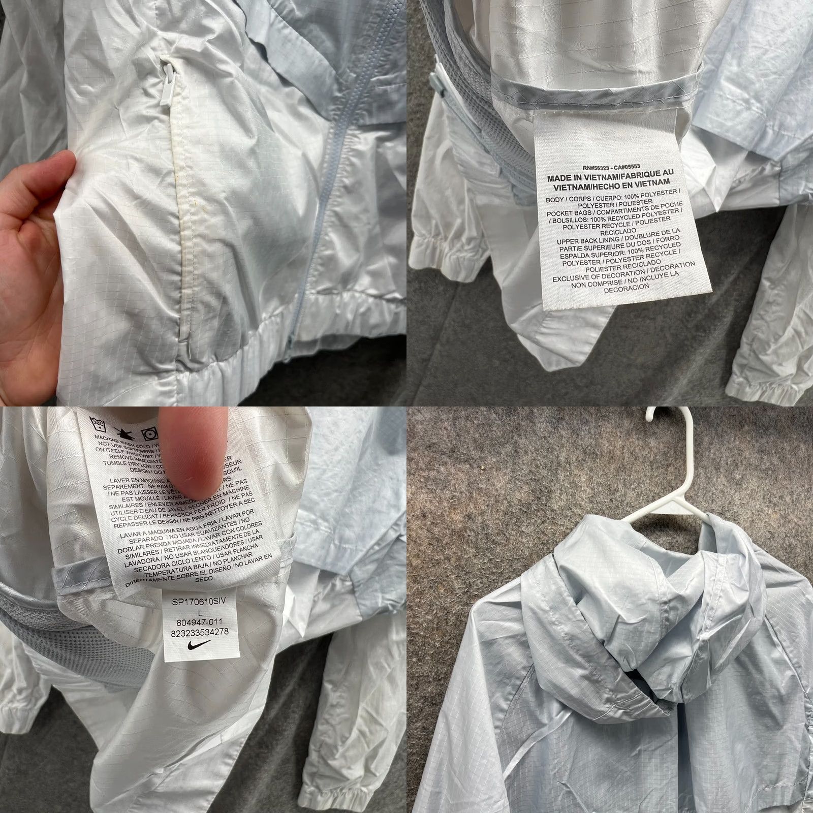 Nike VINTAGE Nike Jacket Women L Windrunner Track Jacket Pure Platinum Grey Vented 804947-011 Logo All Seasons Fall Winter Spring Size L / US 10 / IT 46 - 8 Thumbnail