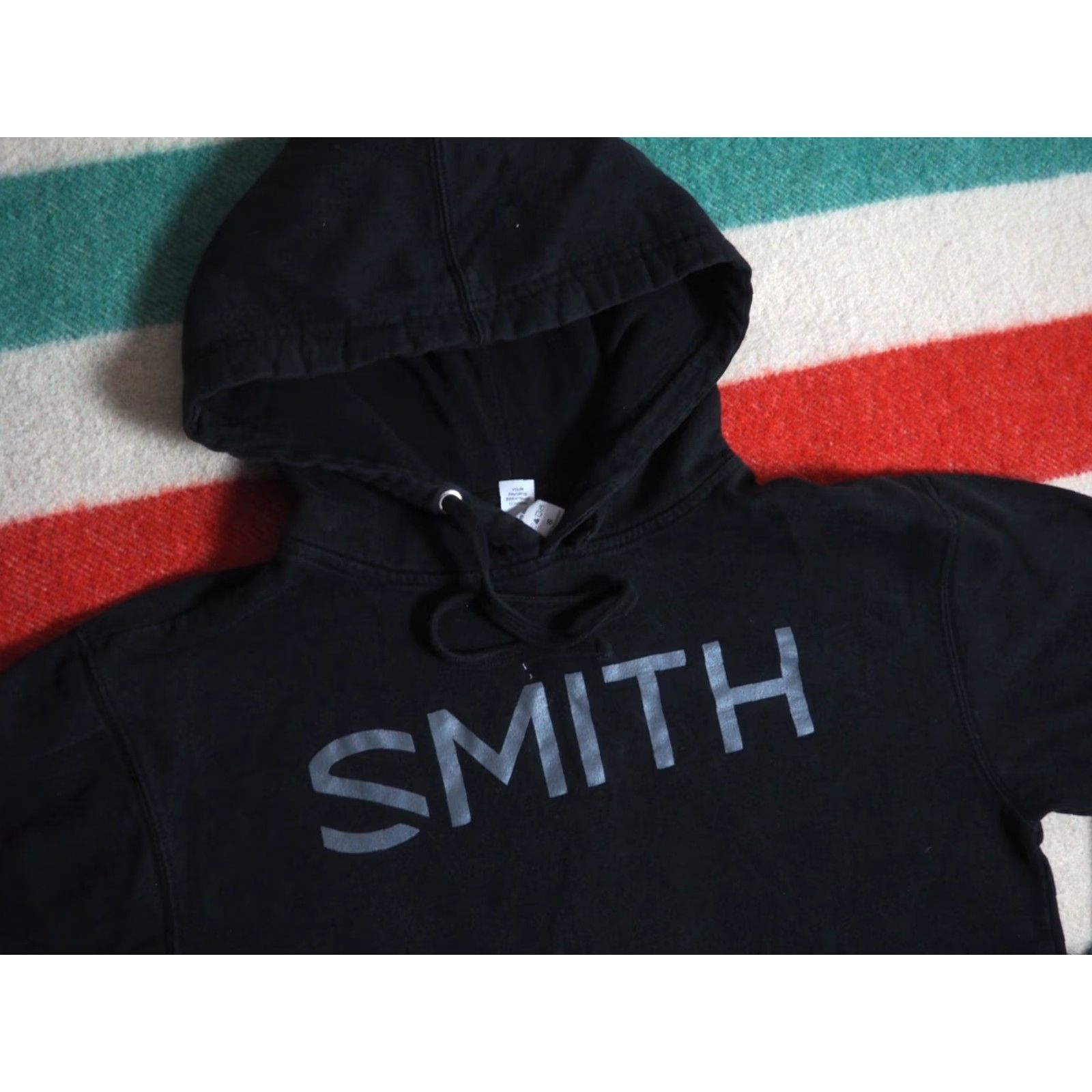 Vintage Smith Hoodie Black Logo Outdoor Mens S Sweatshirt Pullover Fleece Cotton Knitted 20" Pit 24" Length Ski Winter Outdoors Urban Comfort Casual Size US S / EU 44-46 / 1 - 3 Thumbnail