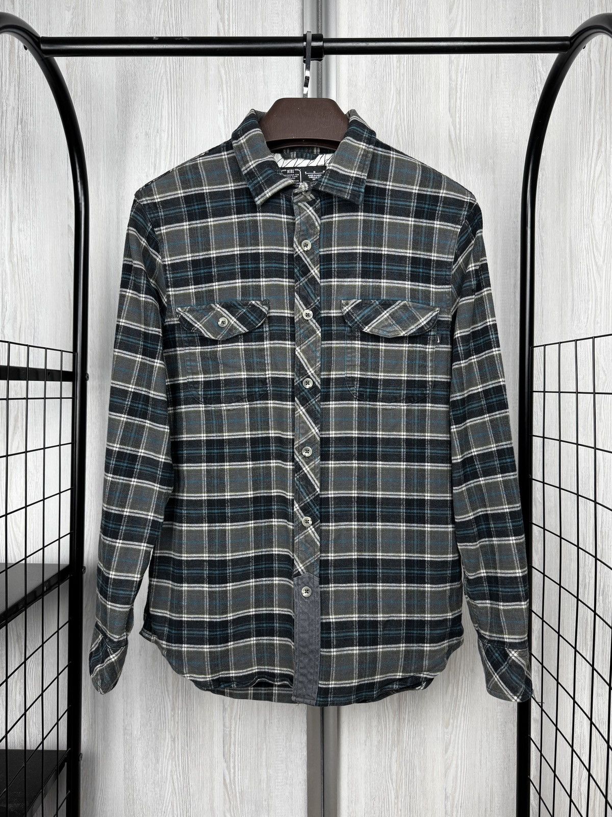 Nike Nike Flannel Shirt LS checkered Button up Black Grey Blue M Size US M / EU 48-50 / 2 - 2 Thumbnail