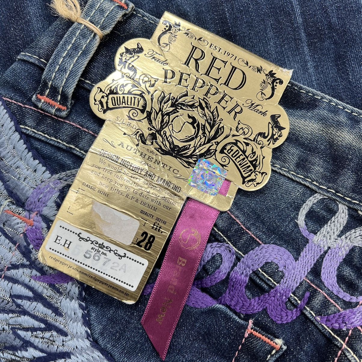 Ed Hardy Dead stock Y2K RedPepper x Ed Hardy Embroidery Flared Jeans Size 29" - 8 Thumbnail