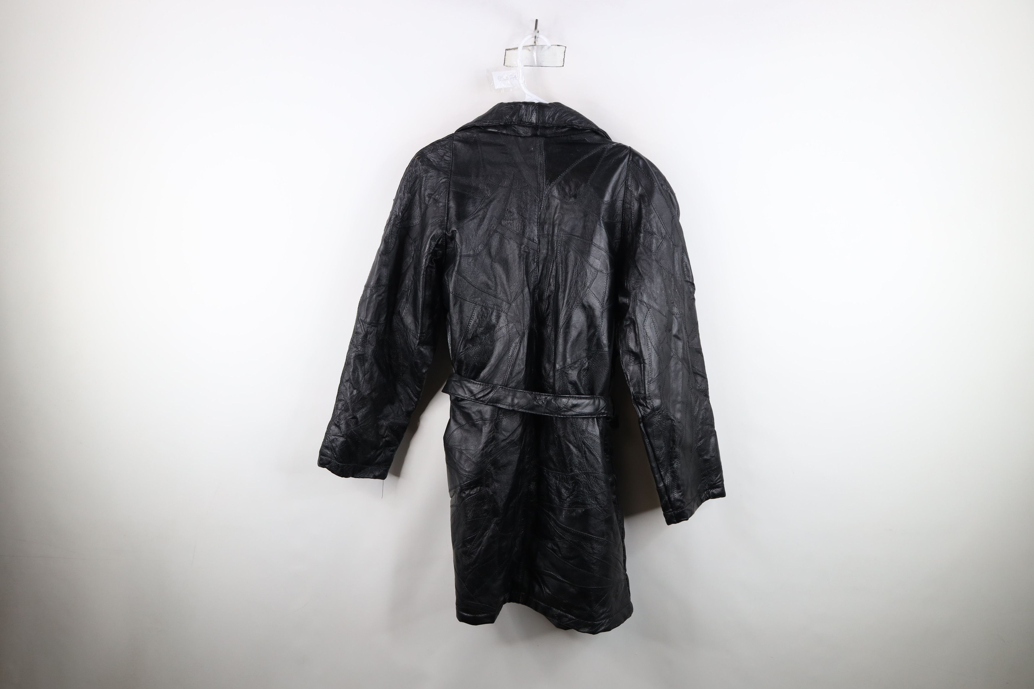 Vintage Vintage 90s Streetwear Belted Leather Trench Coat Jacket Size L / US 10 / IT 46 - 13 Thumbnail