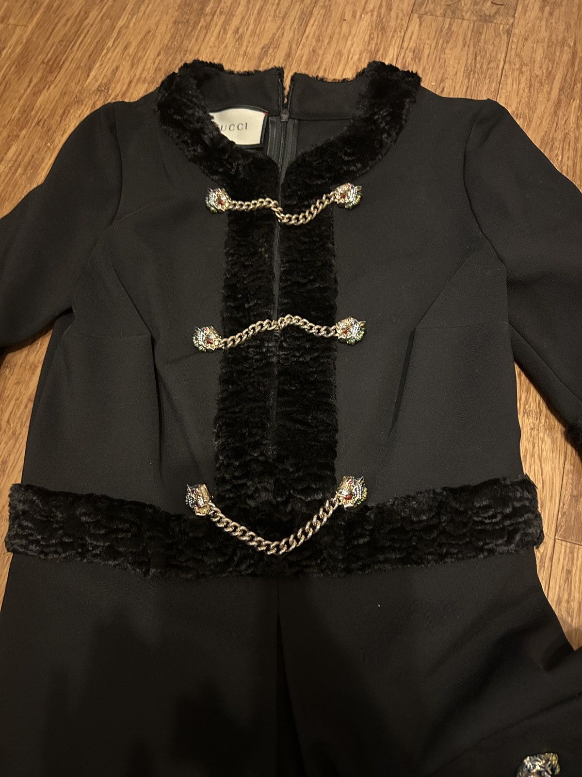 Gucci Gucci Black Tiger Head Buttons Faux Fur Dress Size S Size S / US 4 / IT 40 - 4 Thumbnail