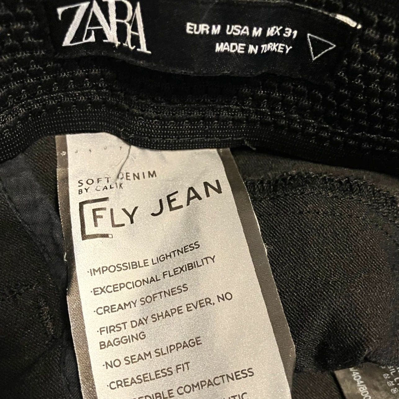 Zara ZARA Womens Pants Black Soft Denim Fly Jean Capris Cropped Stretch 30 in M Regular Straight Ankle Casual Workwear 30 Day Returns Mens? Size 30" / US 8 / IT 44 - 4 Thumbnail