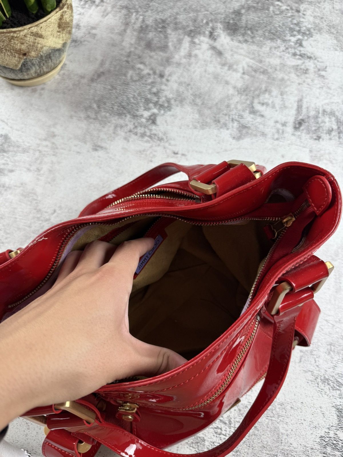 Jimmy Choo Jimmy Choo Maddy Cobalt Red 2003 Luxury Crossbody Italian Leather Bucket Bag Size ONE SIZE - 12 Thumbnail
