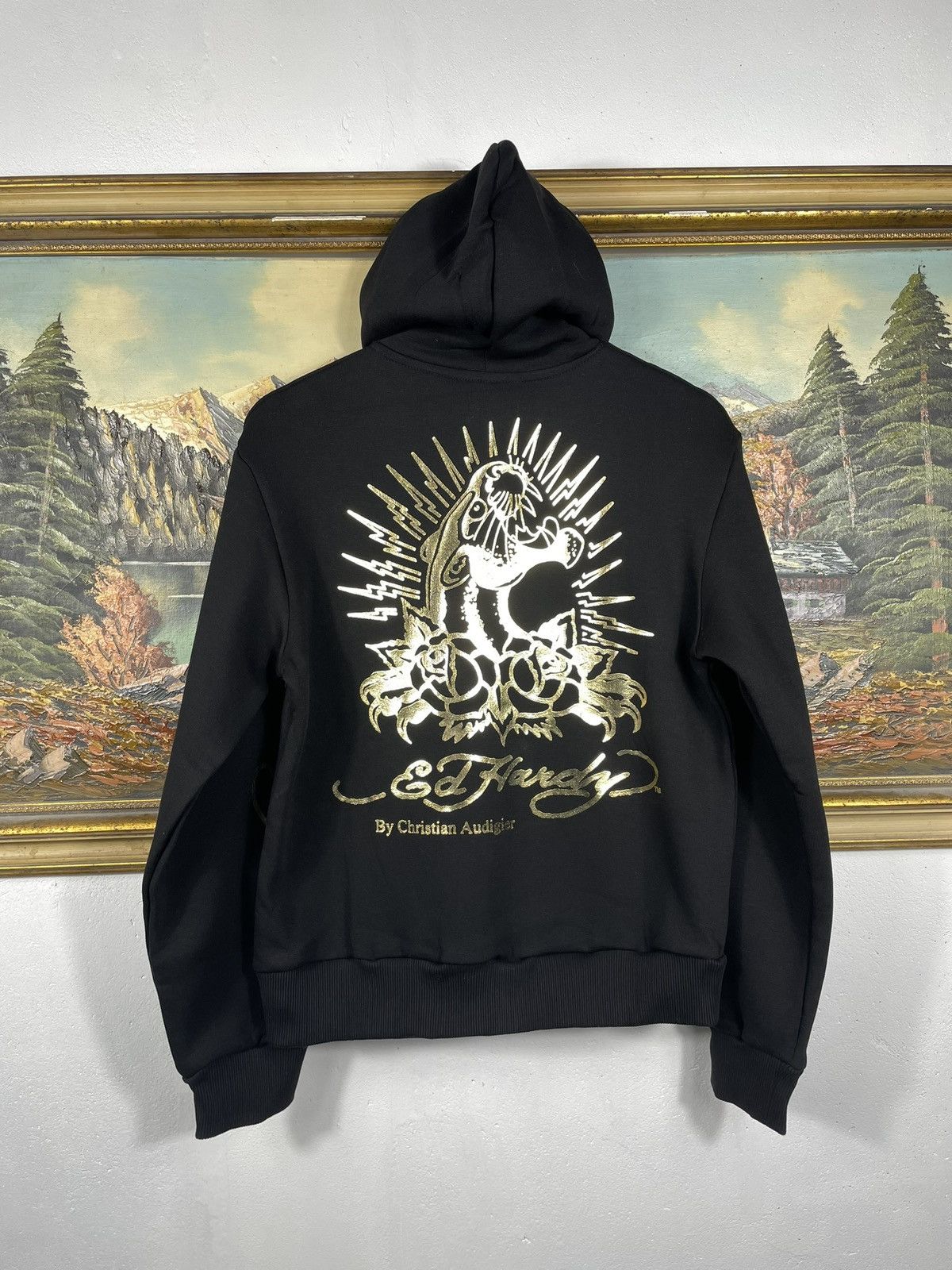 Christian Audigier × Ed Hardy × Vintage Ed Hardy Retro 00s Hoodie Sweatshirt Affliction Grunge Size M / US 6-8 / IT 42-44 - 1 Thumbnail