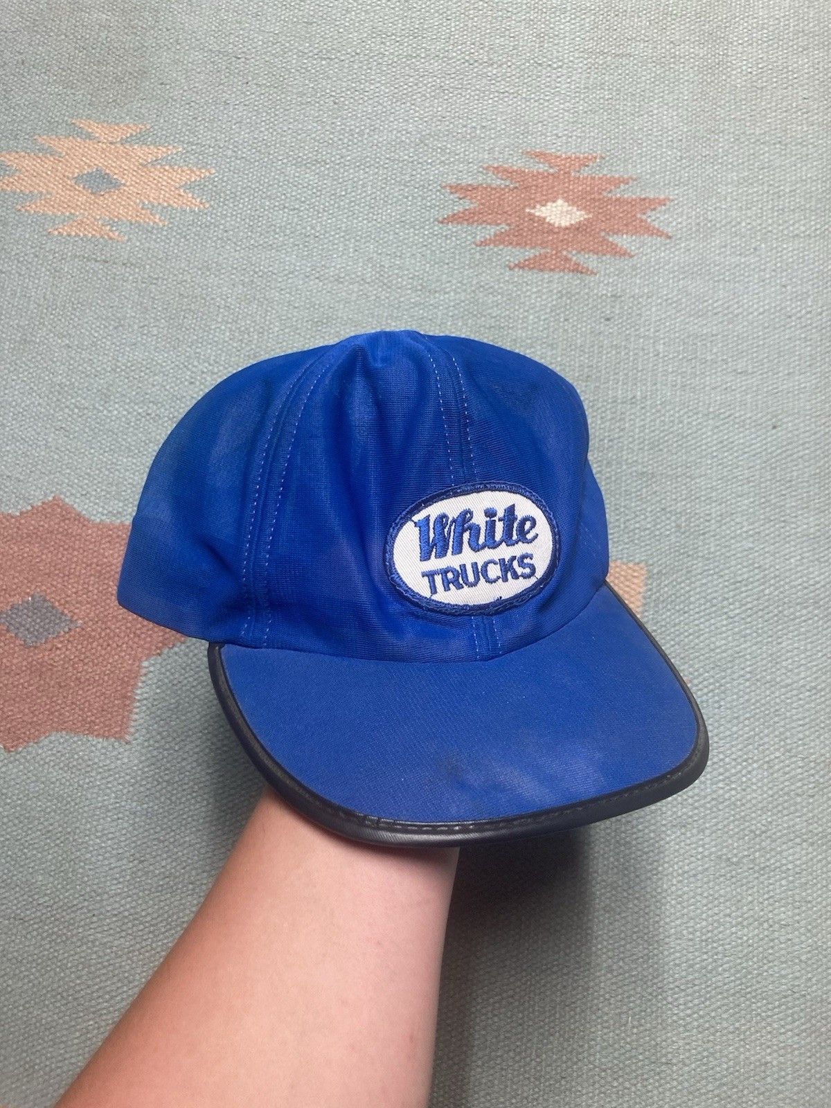 Vintage 70s 80s SnapBack hat white trucks patch lightweight blue Size ONE SIZE - 1 Thumbnail