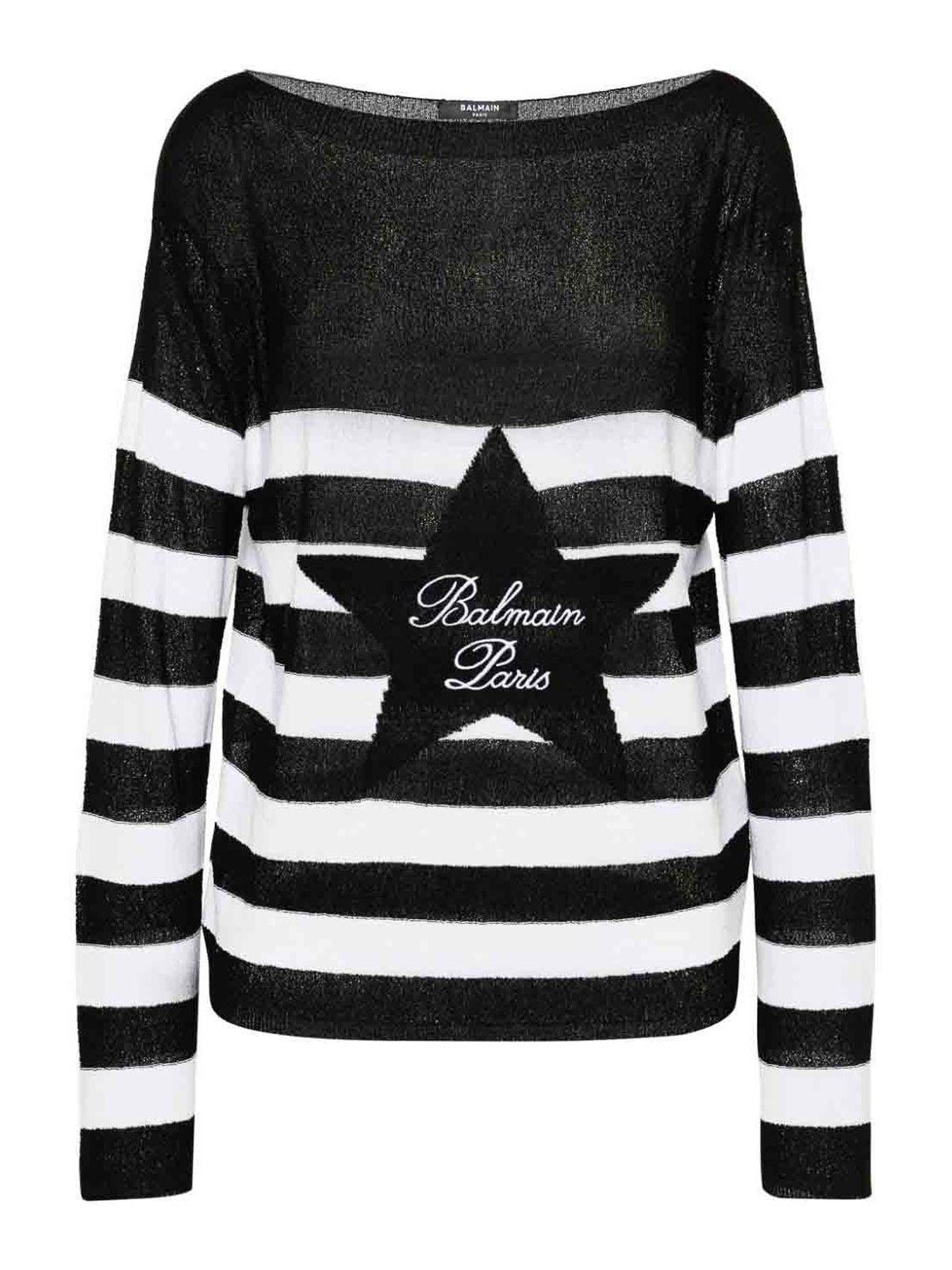 Balmain o1y0625 Sweater in Black/White Size M / US 6-8 / IT 42-44 - 1 Thumbnail