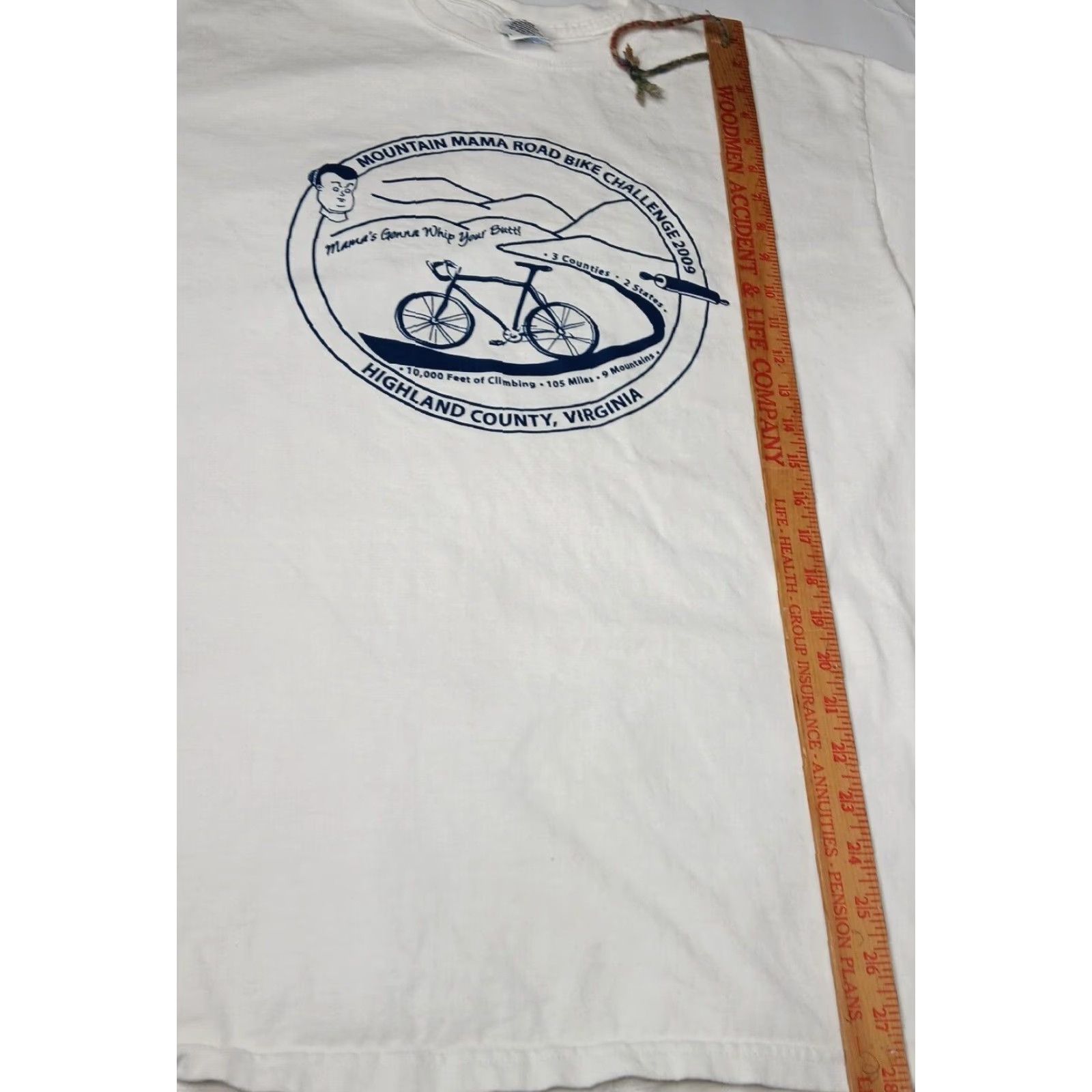 Gildan VINTAGE Mountain Mama Road Bike Challenge Shirt L White Cotton Gildan Ultra Cotton Men Short Sleeve Graphic Print Virginia 2009 Cycling Shirt Mens Size US L / EU 52-54 / 3 - 6 Thumbnail