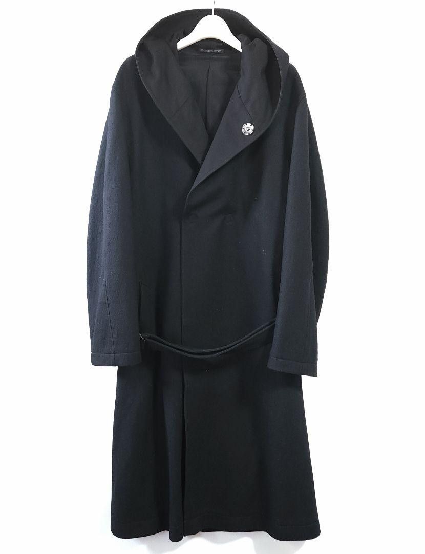 image of Yohji Yamamoto Pour Homme 15Aw Wool Flannel Coat in Black, Men's (Size Large)