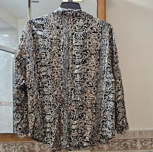Other Vintage Black and Tan Patterned Button Front Shirt Size L / US 10 / IT 46 - 5 Thumbnail