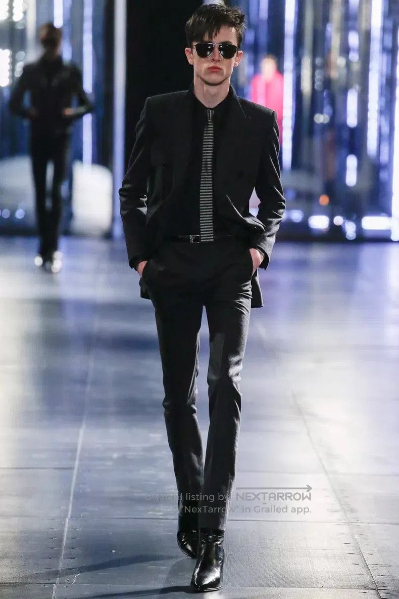 Saint Laurent Paris Saint Laurent Paris Black and Grey Wool Tweed Straight Tro Size US 30 / EU 46 - 9 Thumbnail