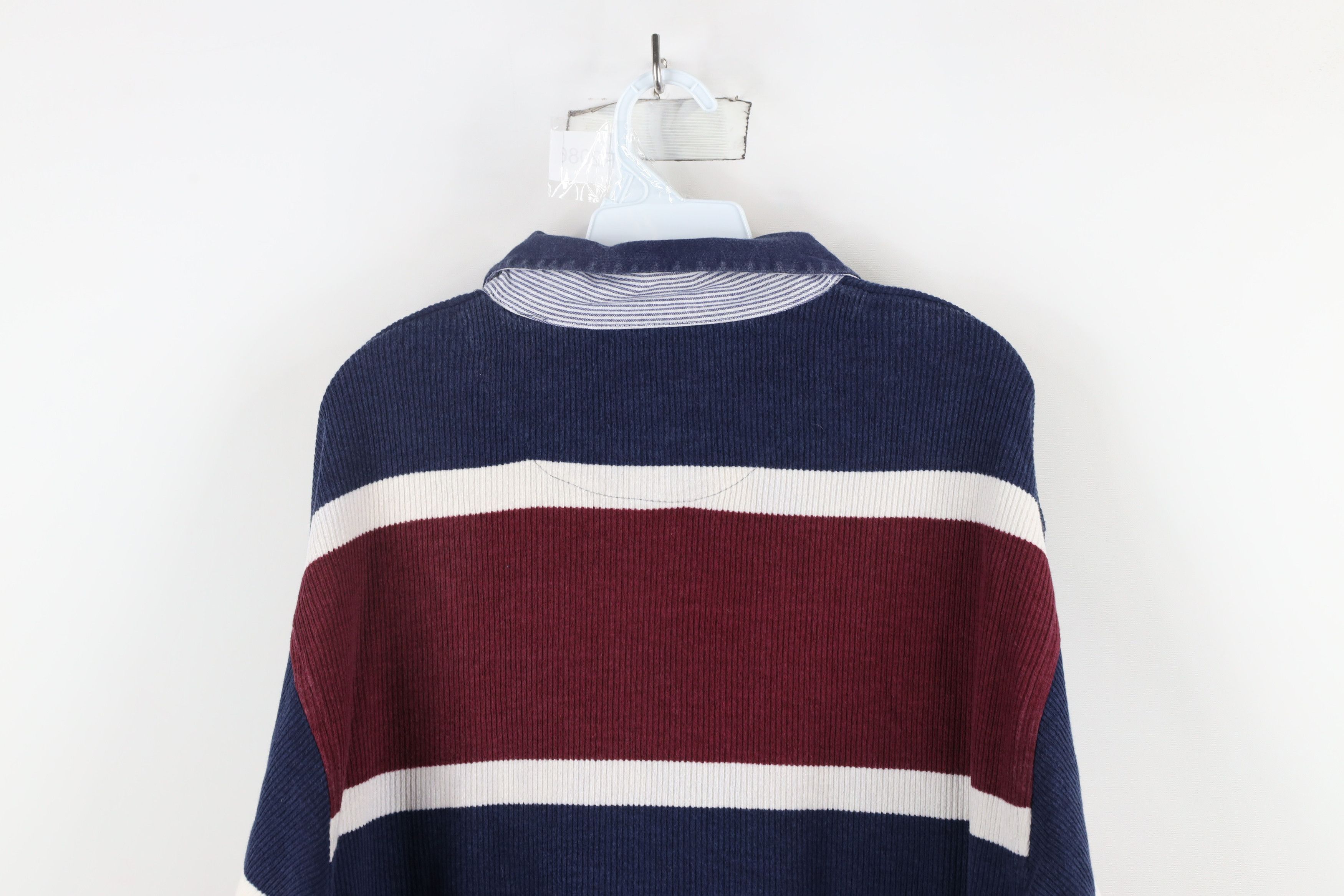 Vintage Vintage 90s Streetwear Striped Ribbed Knit Long Sleeve Polo Size US L / EU 52-54 / 3 - 12 Thumbnail