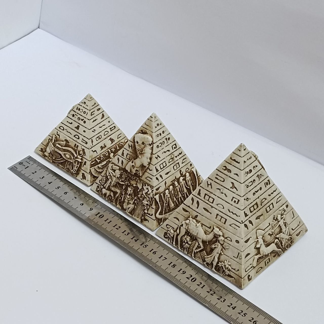 Handmade Egyptian pyramid statue souvenir, hieroglyph design Size ONE SIZE - 8 Thumbnail