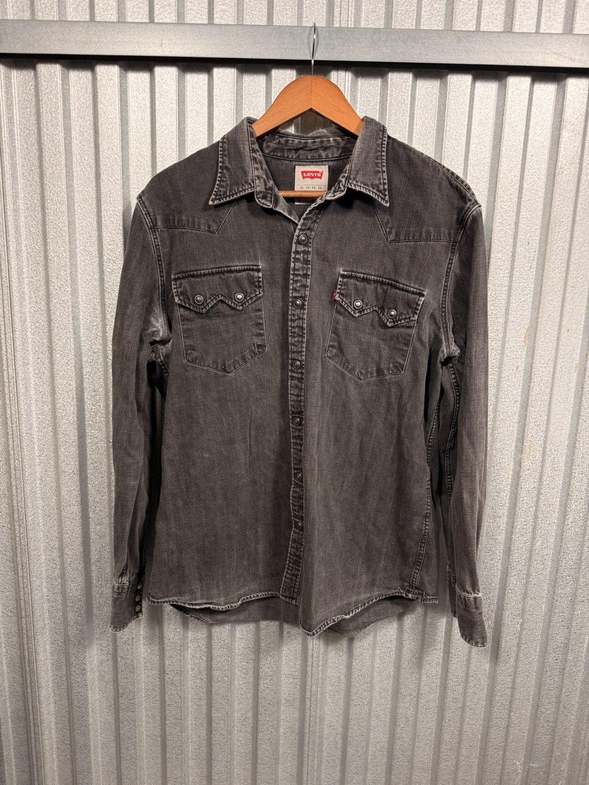 Levi's Levis Black Denim Pearl Snap Western Button Up Shirt Size US L / EU 52-54 / 3 - 6 Thumbnail