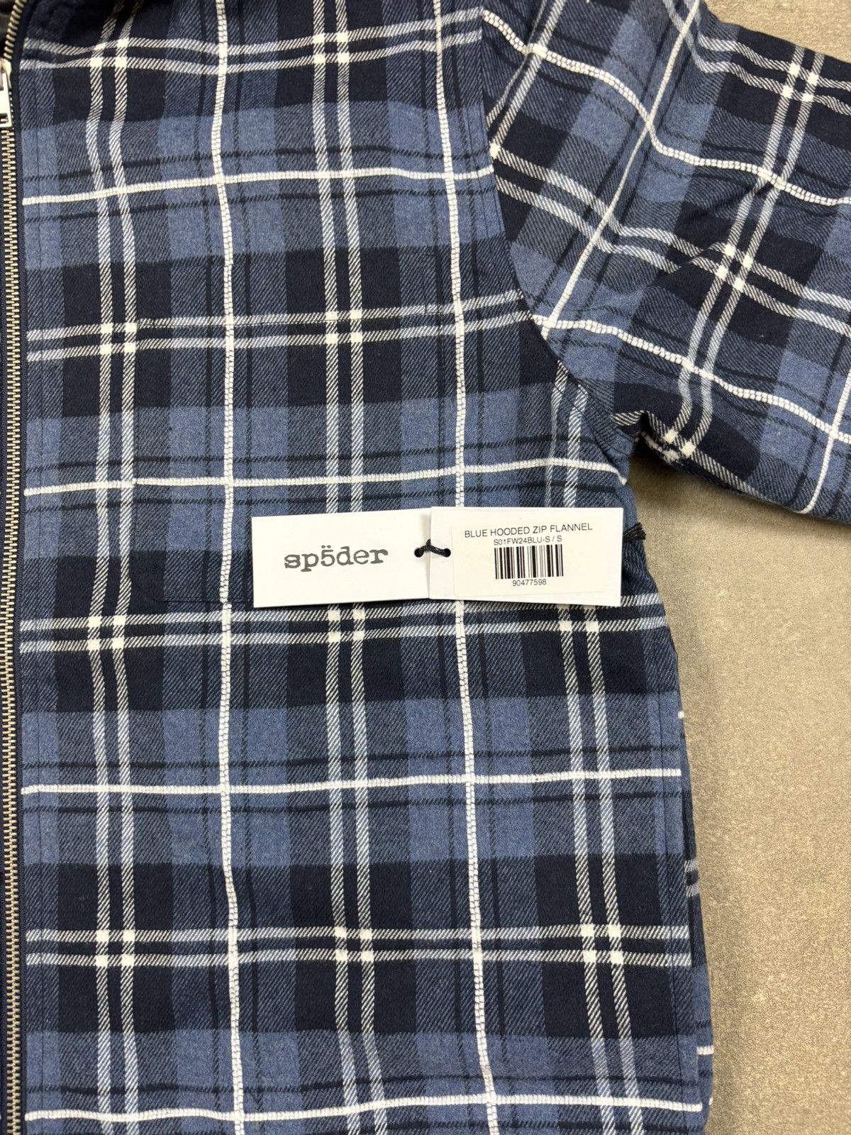 Sp5der Sp5der Hooded Zip Flannel Shirt Jacket, Blue Size US S / EU 44-46 / 1 - 11 Thumbnail