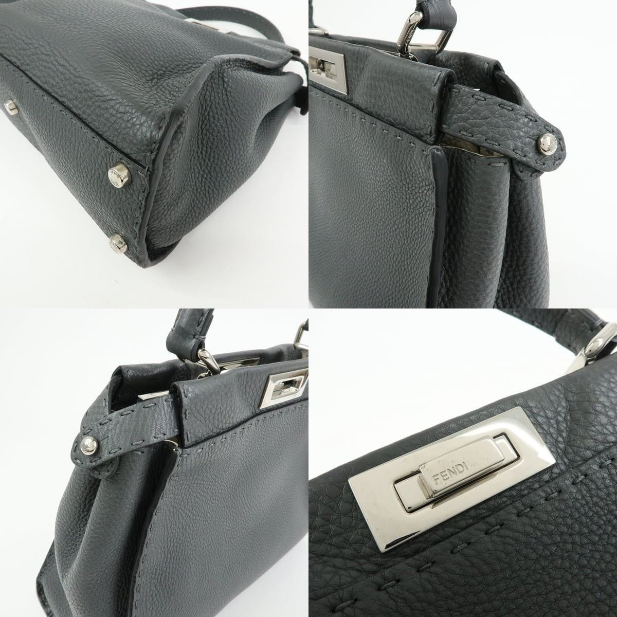 Fendi Fendi Selleria Peekaboo Calfskin Top Handle Bag Gray Size ONE SIZE - 5 Thumbnail