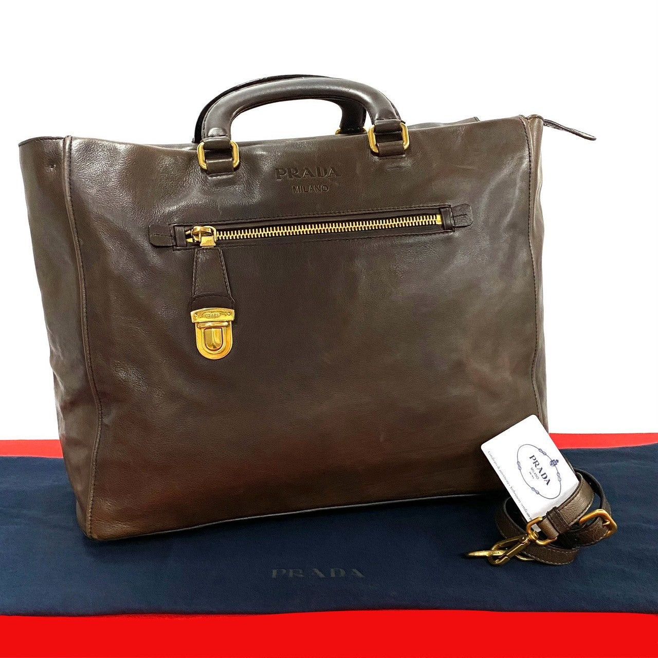 Prada Prada Shoulder Bag Brown Leather Size ONE SIZE - 1 Thumbnail