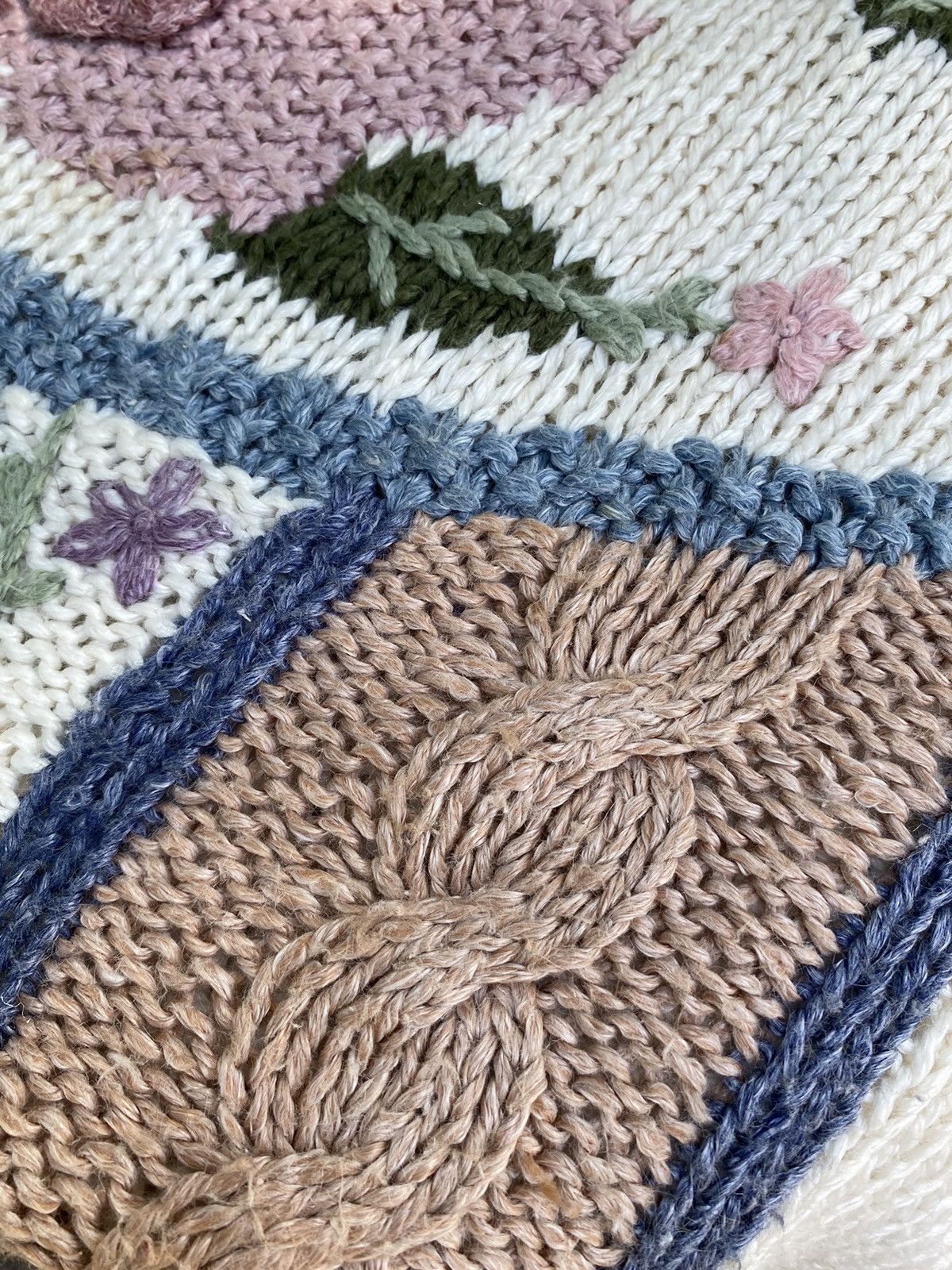 Designer × Vintage OBJECTIVES Floral Embroidery Knit Sweater Size XL / US 12-14 / IT 48-50 - 22 Thumbnail