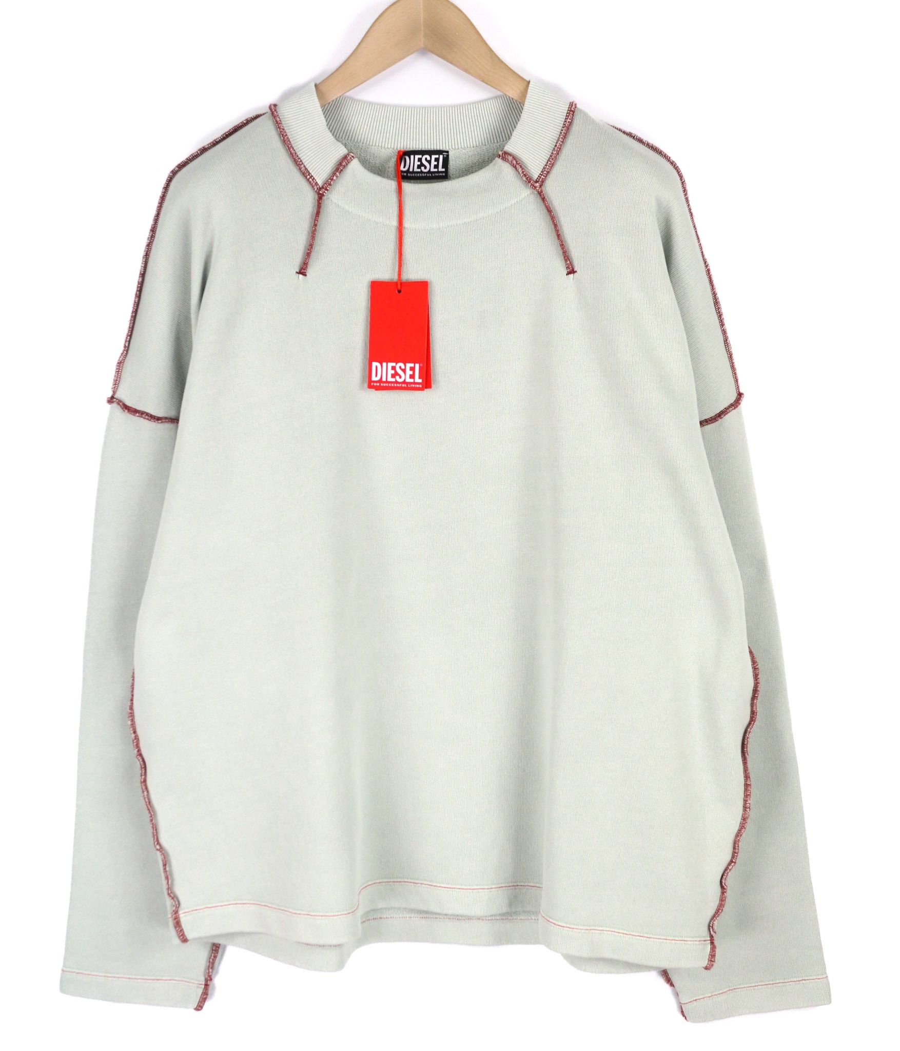 Diesel S-MOLOCK L Light Grey Oversized Crew Logo Sweatshirt 40092 Size US L / EU 52-54 / 3 - 1 Thumbnail