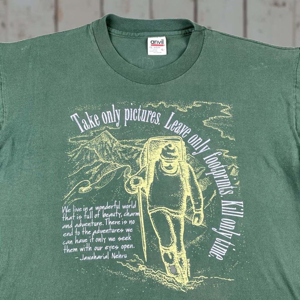 Anvil VINTAGE Anvil Shirt L Nature Quotes Leave Only Footprints Kill Only Time Made In USA Mens Size US L / EU 52-54 / 3 - 1 Thumbnail