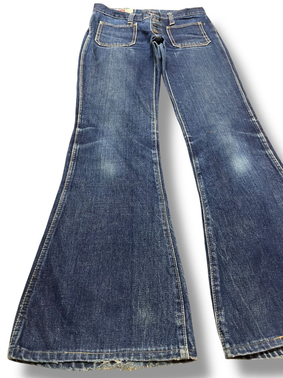 Japanese Brand Vintagw Betty Smith Flare Bell Bottom ButtonFly Denim Size US 29 - 3 Thumbnail